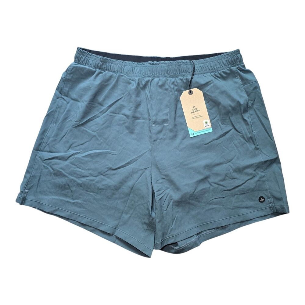 NWT prAna Mens XL Peak To Pavement Lined Shorts Blue Grey Athletic Running $85